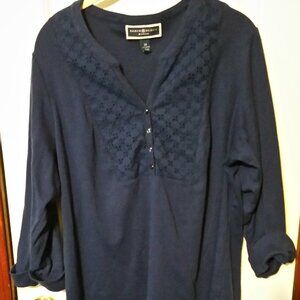Karen Scott Blue 4 Button Shirt Size 2XL